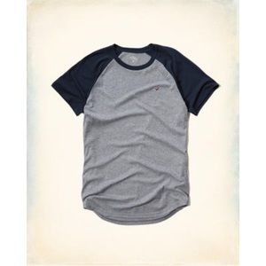 Hollister Co. Must-Have Navy Grey Colorblock Raglan T-Shirt